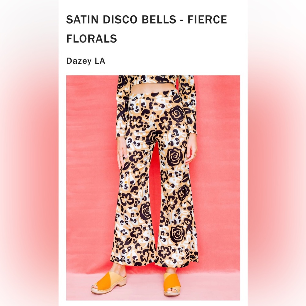 Anthropologie Dazey LA satin disco bells MADE IN LA pants Fierce florals